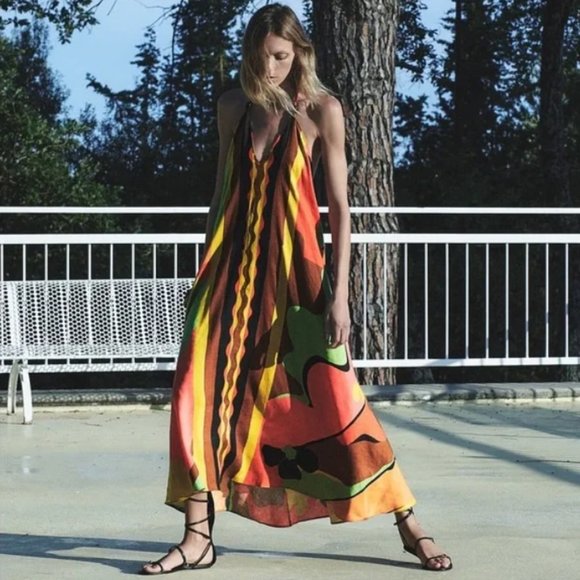 Zara Dresses Nwt Zara Printed Halter Dress With Matching Scrunchie